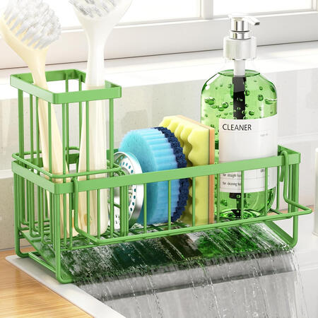 Sponge Holder for Kitchen Sink, Kitchen Sink Caddy, Kitchen Sink Sponge Holder, Dish Sponge Holder, Kitchen Sink Organizer for Sponge, Dish Brush, Scrubber(9.65 x 3.74 x 6.3, Avocado)