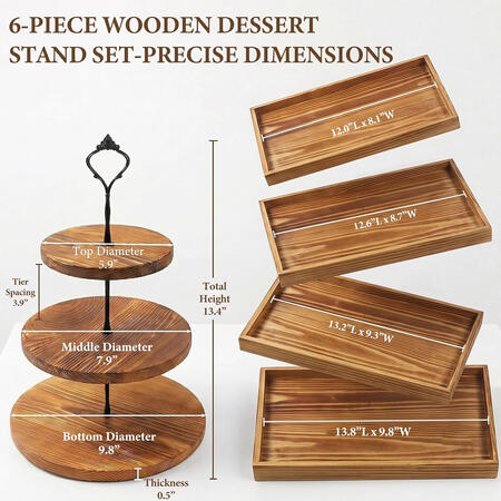 6pcs Wooden Dessert Table Display Set
