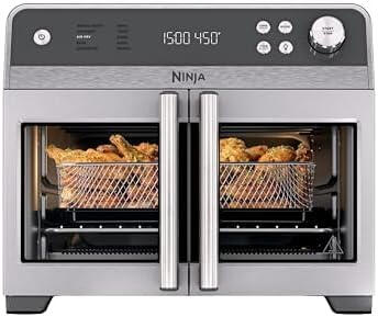 Ninja French Door Premier Air Fryer, Convection Oven, Toaster 5-qt Air Fry Basket, Sheet Pan, Wire Rack, Broil Rack PFAS-free Cooking Surface, Dishwasher-safe Accessories FO101 (NEW)