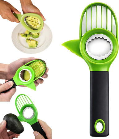 3 in1 Avocado Tool Split, Pit, and Slice, Avocado 3 Piece Set, Includes Avocado Slicer, Cutter and Airtight Storage Container, Kitchen Gadget (1 pcs)