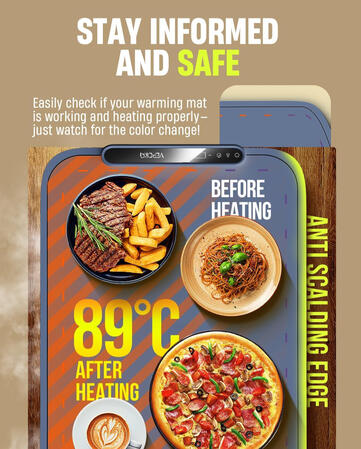 Warming Mat for Food, VEPOKA Food Warmer Mat for Countertop, Electric Warming Tray with 7 Temp Levels & Auto Shut-Off, Food Warmers for Parties, Ideal Gift for Kitchen & Buffet Use