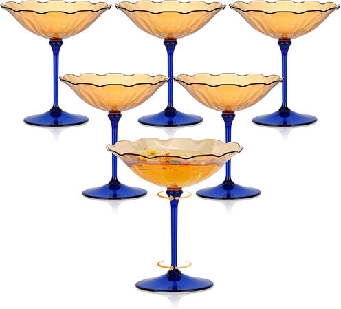 6 Pcs Plastic Martini Glasses 7oz Flower Disposable