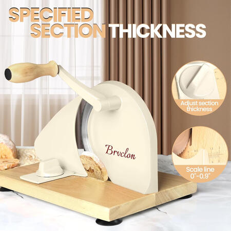 Manual Bread Slicer for Homemade Sourdough Bread, Adjustable Thickness&Evenly Slicing, Hand Crank Bread Slicer with Scale Line and Suction Cup, Serrated Blade Design, Patent
