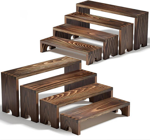 2 Set Wooden Tiered Risers Display Stands for Vendor Events