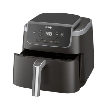 Ninja Air Fryer 4-in-1 Pro Air Fry, Roast, Reheat, Dehydrate 5QT Capacity fits up to 4lbs of French Fries 400F Max Temp Nonstick Basket & Crisper Plate 120V Grey AF141